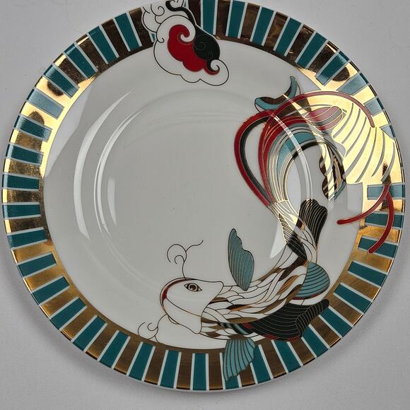 The Forbidden City Culture Koi Fish Carp Fine Asian Porcelain Cup Saucer Set - Picture 4 of 9